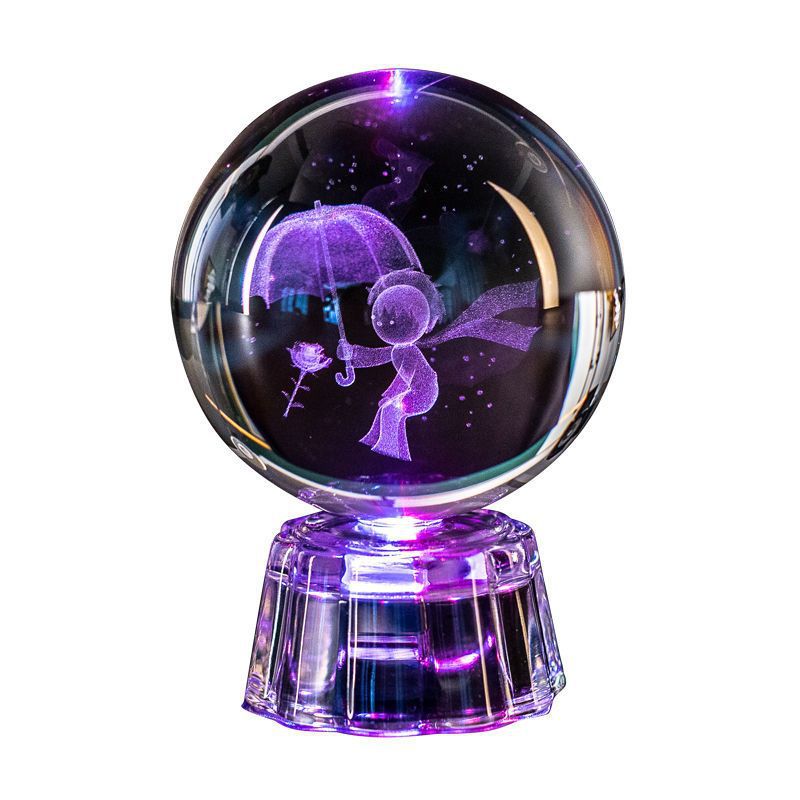 Lámpara de cristal brillante, luz nocturna de galaxia planetaria, bola de cristal, luz de mesita de noche, decoración del hogar, de Navidad: Caqui
