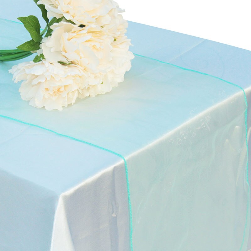 Organza Tisch Läufer Tischdecke Abdeckung Weiche schier Stoff Stuhl BöGen Beute Hochzeit 30*275CM Weihnachten Party Bankett tisch Dekor: tiffinay