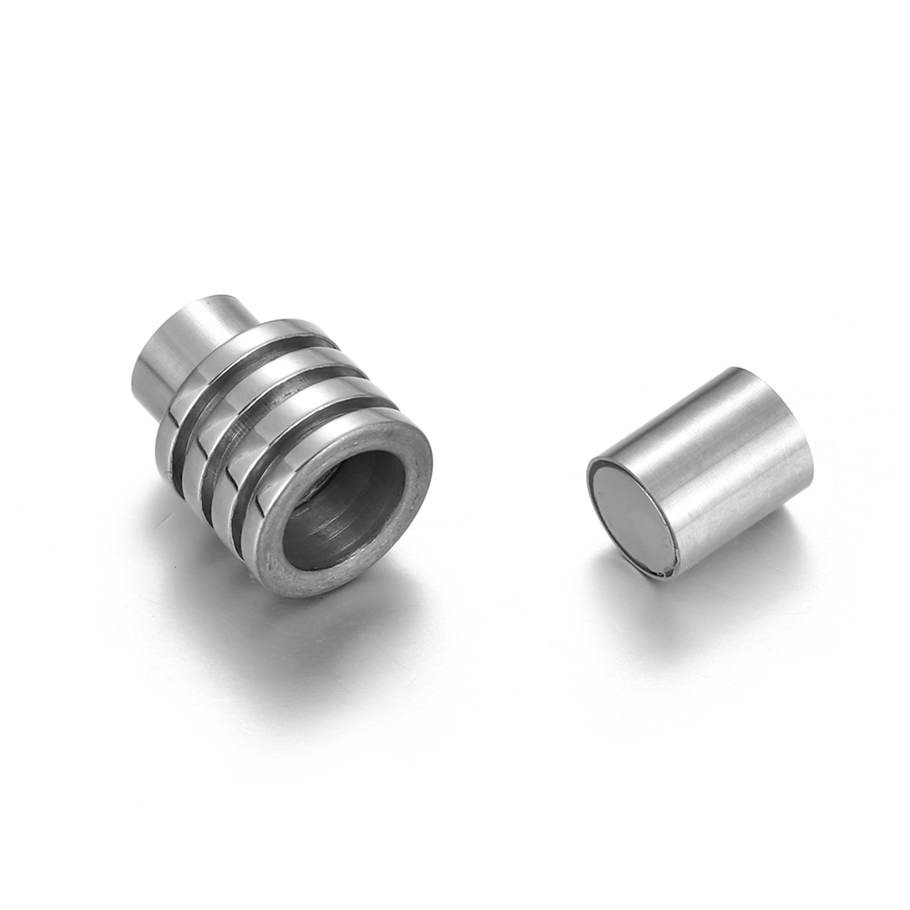Stainless Steel Magnetic Clasps Column Hole 6mm Leather Cord Clasp Bracelet Magnet Buckle Closure DIY Jewelry Making Accessories