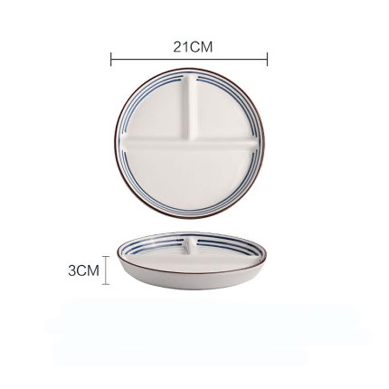 FANCITY Japanese-style ceramic sub-divided dinner plate, household children's three-compartment sub-plate, breakfast plate for o: 2