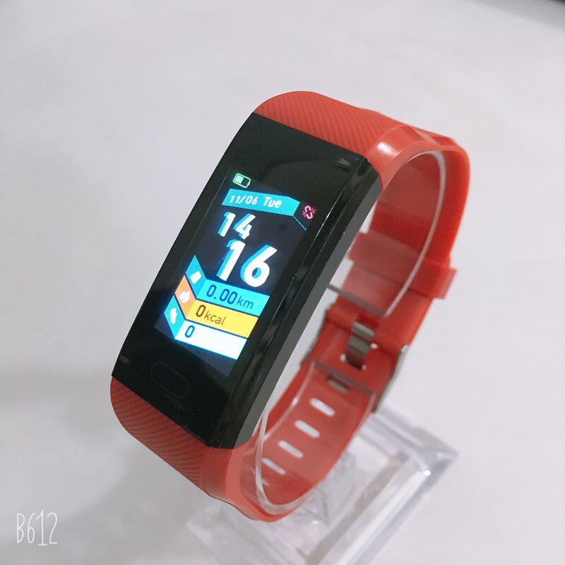 Smart Bracelet Blood Pressure Measurement Pedometer Fitness Tracker Watch Men Women Smart Band Waterproof For Android IOS xiaomi: T12 Red