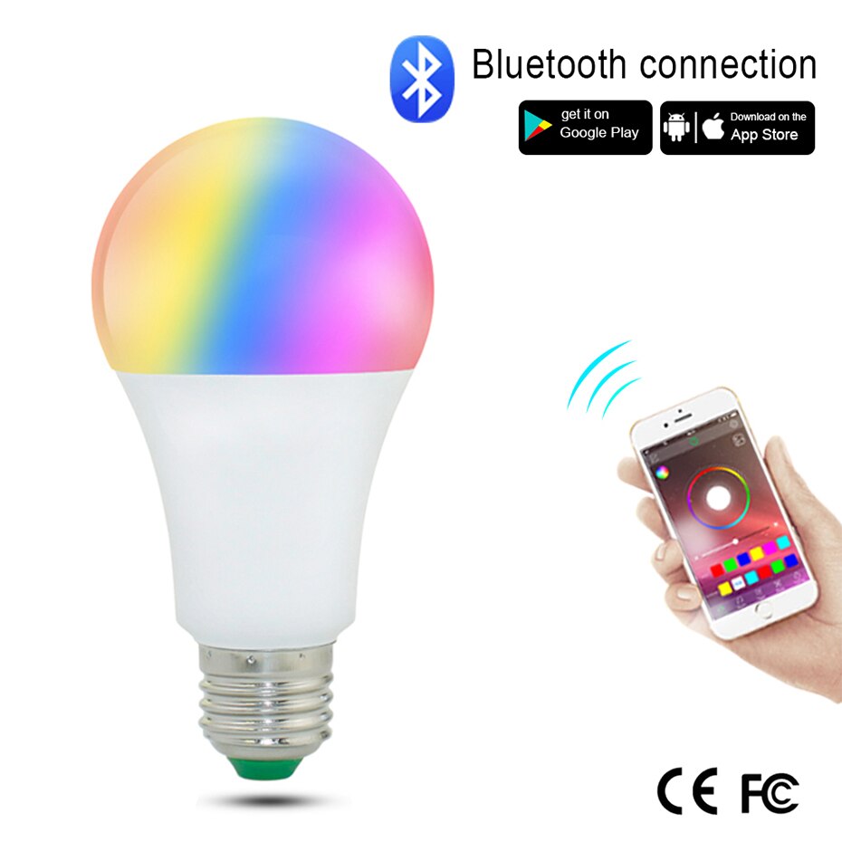 E27 LED Lamp 15W RGB Bluetooth Licht Smart LED Lamp Mobiele Controle Muziek Stem Kleur Smart bombillas led B22 RGBW RGBWW Lamp