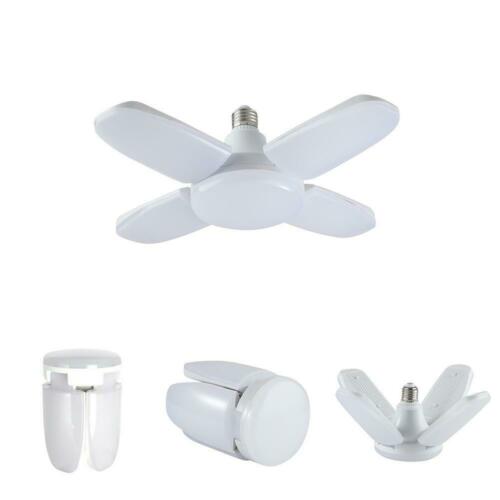 60W Bright Light Led Folding Four-Leaf Garage Light Folding Bulb Portable Warehouse Garage Lights Ajustable Industrial Lighting: White Bulbs 110V