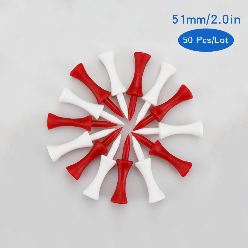 50 Stks/partij Golf Tees Plastic Hout Bamboe 4 Stijlen Golf Tee Kleurrijke Voor Over Sized Drivers, irons &amp; Hybriden. Langer Drives: 51mm Restrict Height