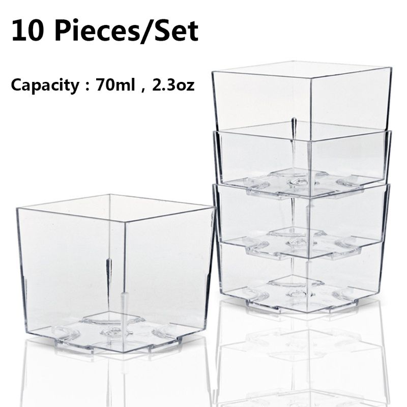 Vasos de postre de plástico transparente, Cuadrado Grado de comida, 10 paquetes, 2,3 oz: Default Title