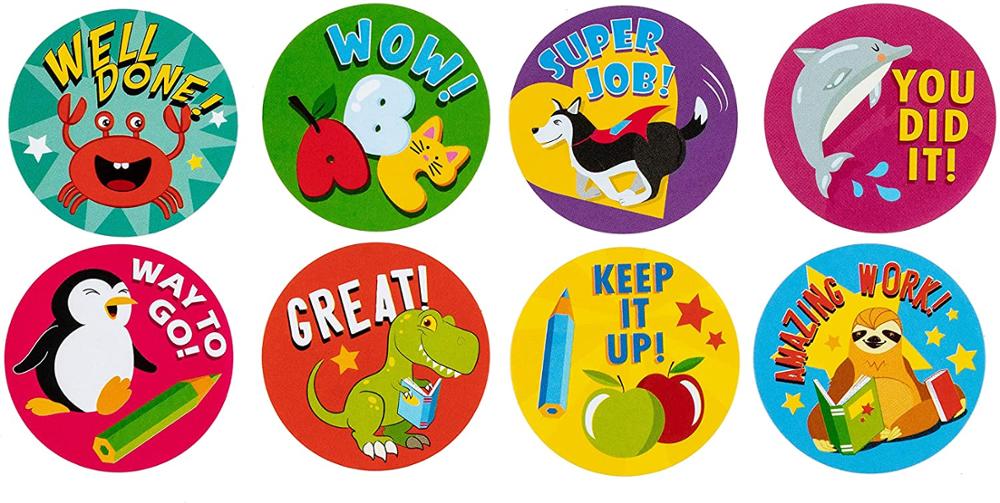 500Pcs Beloning Stickers Leuke Stickers Animal Voor Scholieren Kids Aanmoediging Woord 1 Inch Ronde Motivatie Stickers