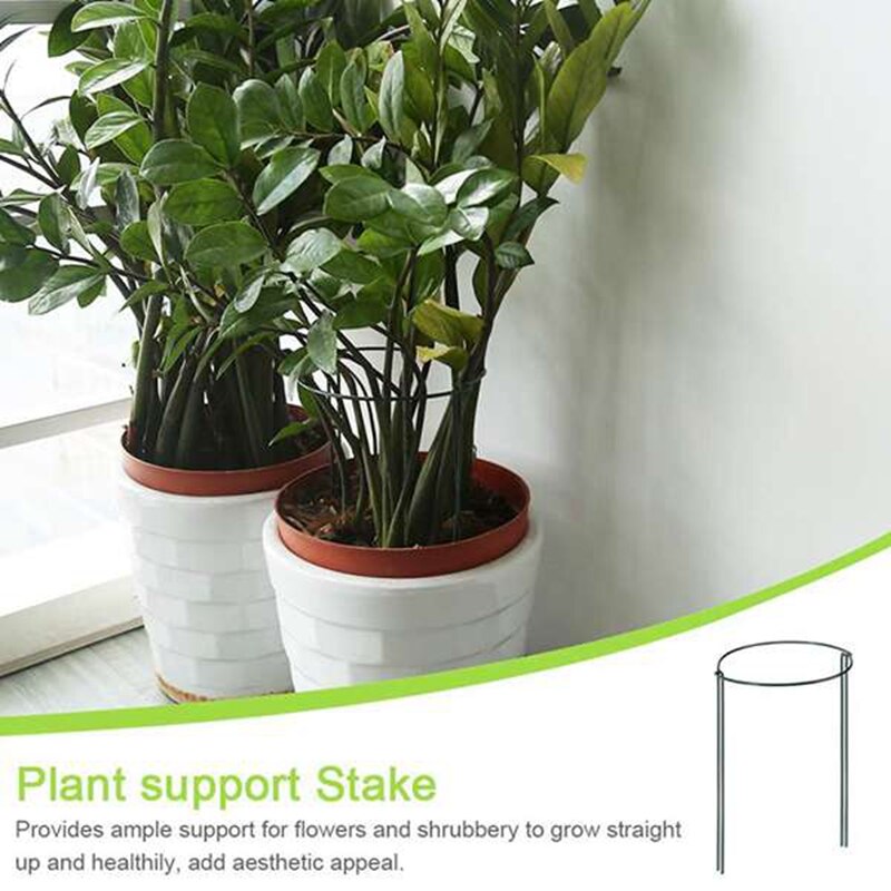 6 Pcs Half Round Garden Plant Support Ring Hoop Metal Plant Stake for Garden Rattan Clematis Planting