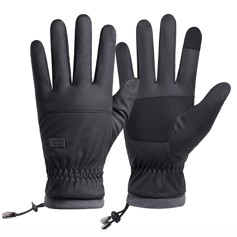 2020 novo à prova dwaterproof água manter quente luvas de esqui inverno mais veludo espessamento luvas de neve dos homens dedos tela toque equipamento de esqui: black