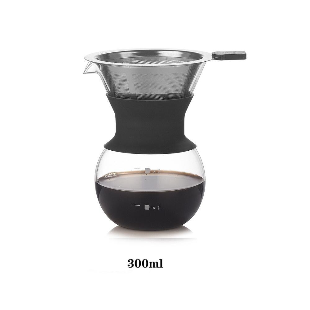 Lille kaffekande i glas, moka husholdnings varmebestandig håndkaffe i rustfrit stål filter kaffekande, husholdnings køkkenudstyr: 3