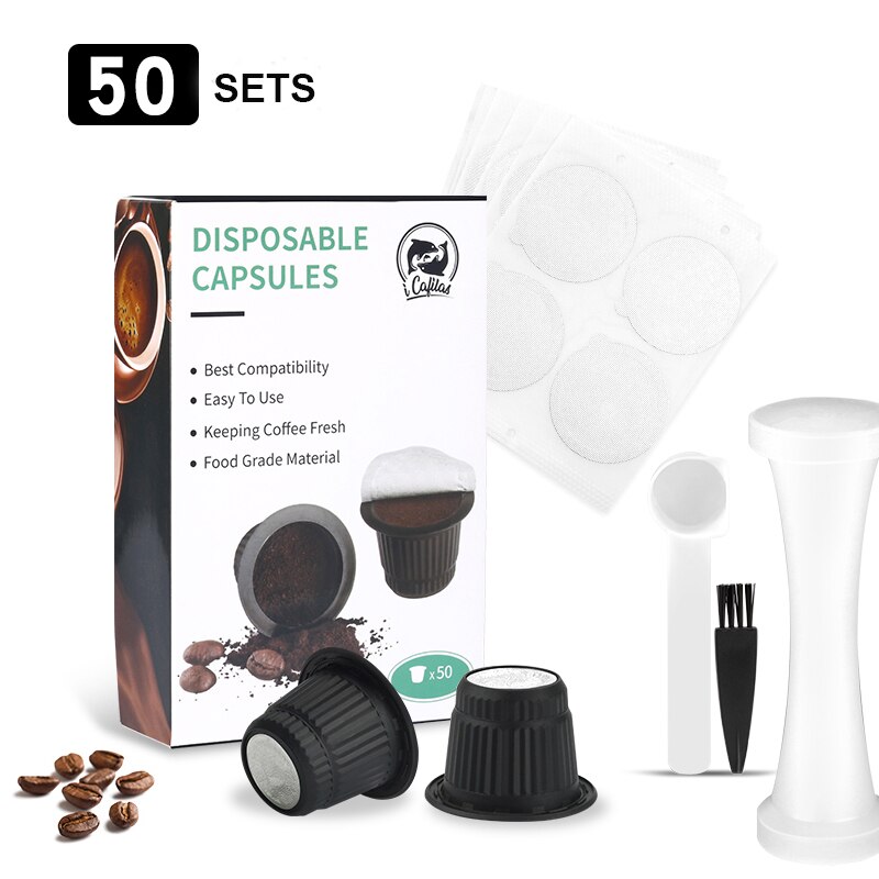 ICafilas-cápsula de café Nespresso vacía, herramienta de prensa de filtro rellenable, de plástico, gratis: Gris oscuro