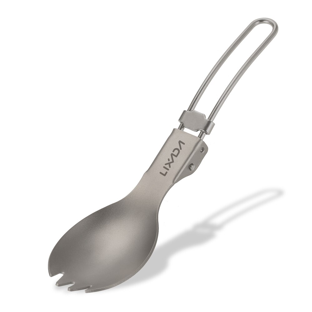 Lightweight Titanium Folding Spork Spoon Water Cup Mug for Travel Camping Tableware Outdoor Cookware Dinner Flatware Set: spork
