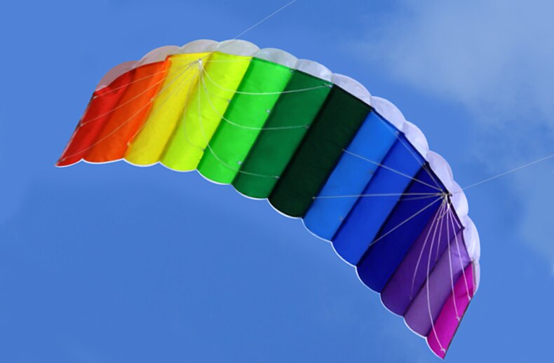 Sports 1.6 m Dual Line Parafoil Parachute Kites Sports Beach With Kite Handle and String Easy to Fly
