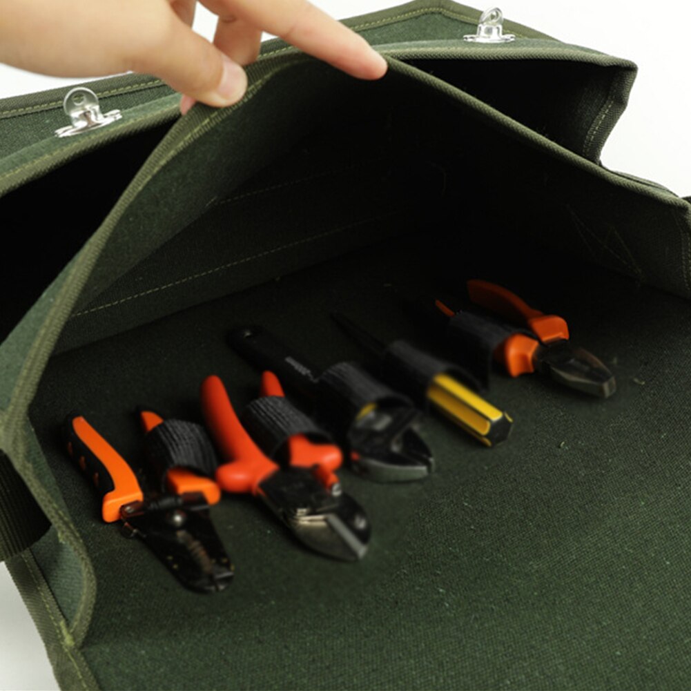 Electrician Tool Storage Bag Multi Pockets Double Layer Thickened Larger Capacity Carrying Canvas Repairing Heavy Duty Portable