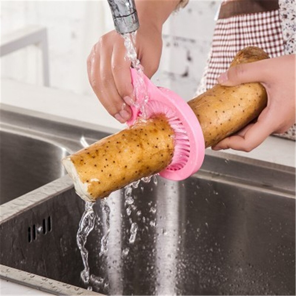 Nal en plastique Portable brosse de maïs fruits légumes concombre pomme de terre rotation brosse de nettoyage fournitures outils de cuisine