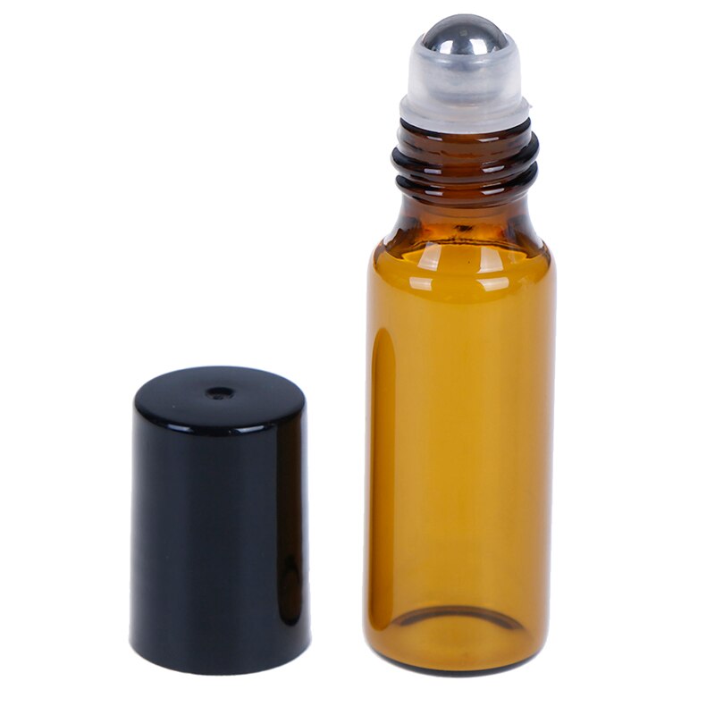 2/5/10 sztuk pusty stal nierdzewna metal bursztyn szkło olejek butelka typu rolka-na fiolki z kulką robić aromaterapii perfum