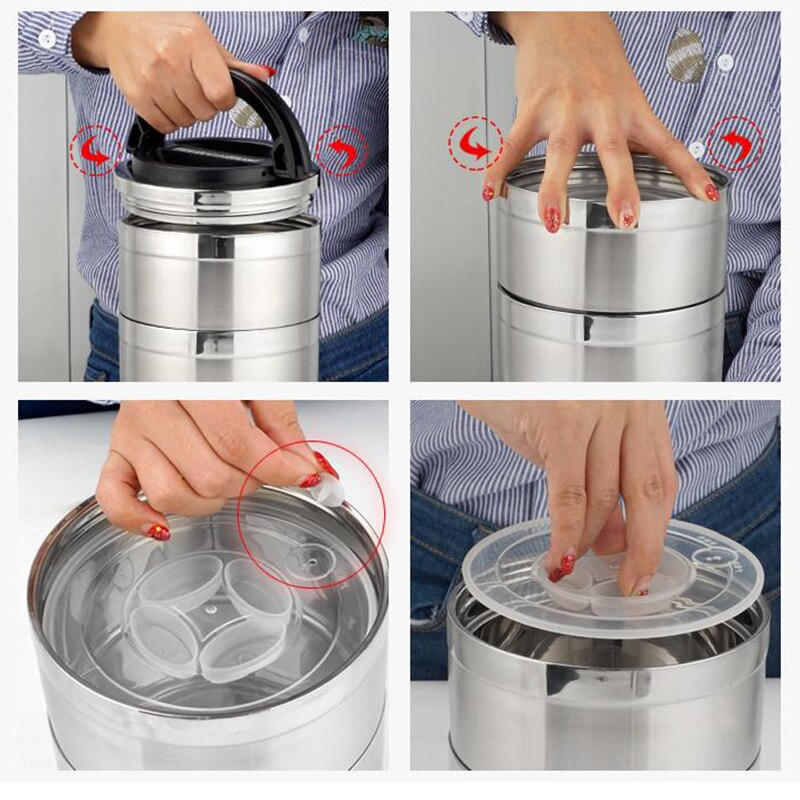 Portable Office Worker Bento Box Stainless Steel Picnic Insulation Leakproof Food Container Kitchen Large Lunch Box Tableware