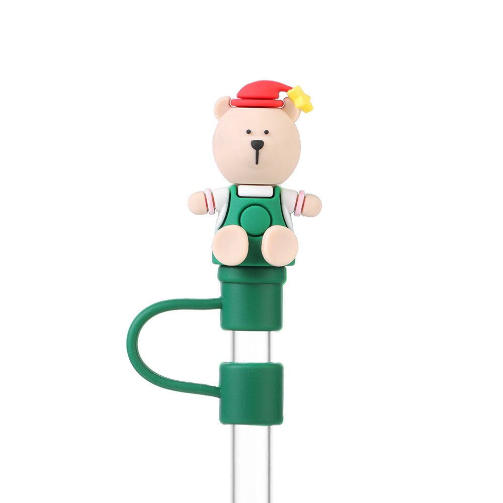 Silicone Straw Stopper Reusable Airtight Splash Proof Dust Straw Plug Glass Cup Accessories Cartoon Tips Cover Kitchen: Style 1