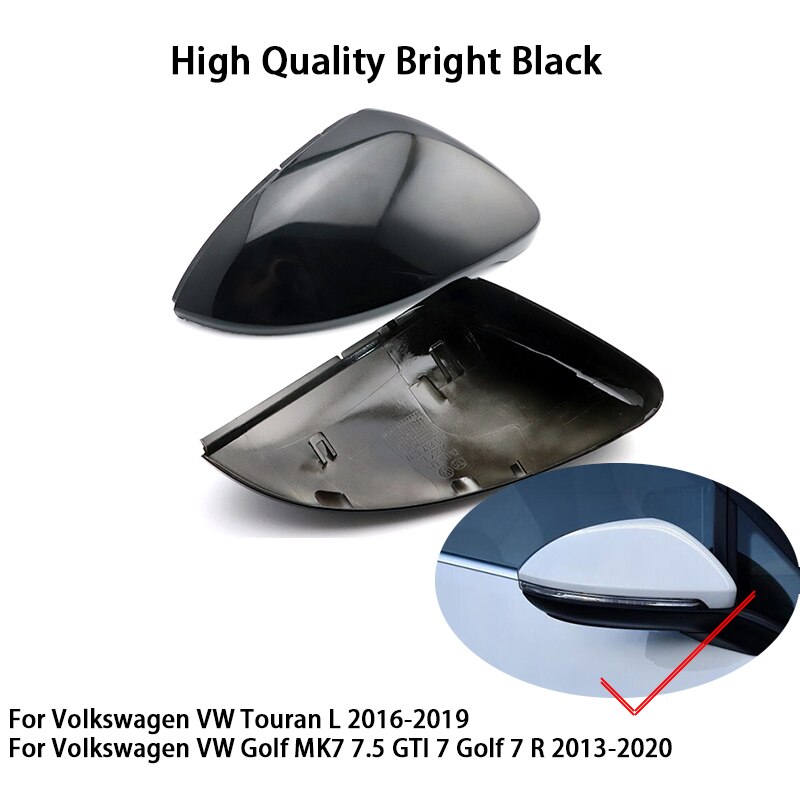 Carbon Look Side Wing Mirror Cover for VW Golf 7.5 MK7 7 GTD R GTI 6 Passat B7 CC Scirocco Polo 6R 6C MK6 Cap for Jetta 6 MKVI: Black -2