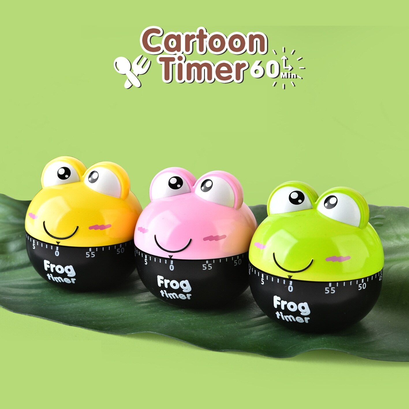 Rappel de cuisine en forme de légumes, dessin animé, minuterie de 60 minutes, aide à la cuisson, chronographe de cuisine