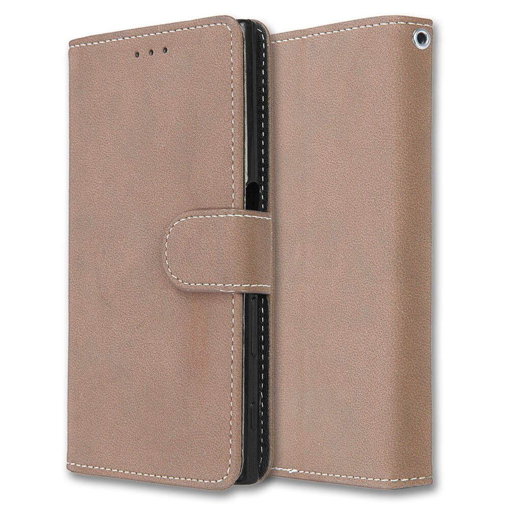 Fundas abatibles de cuero para Sony XZ, Fundas para Sony Xperia XZ F8331 Dual F8332, funda billetera con soporte para sony xz X Z: Beige