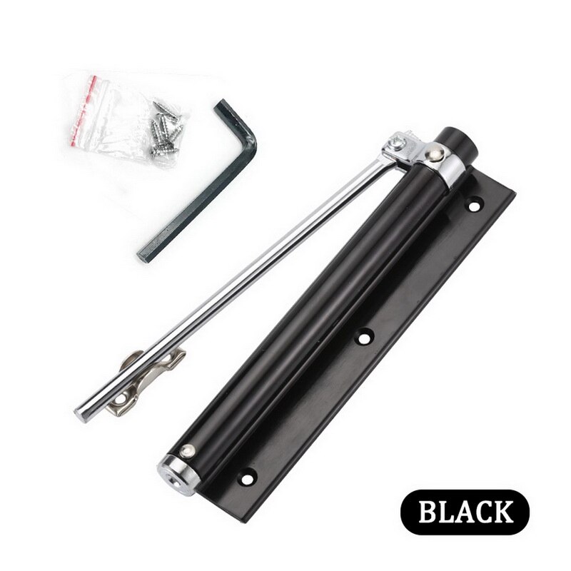 Door Closer Single Spring Strength Adjustable Surface Mounted Stainless Steel Automatic Closing Rated Door Hardware: black