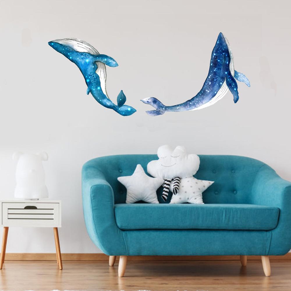 Stjernehimmel hval wallsticker hjem vægdekoration stue børneværelse indretning tapet havdyr klistermærker