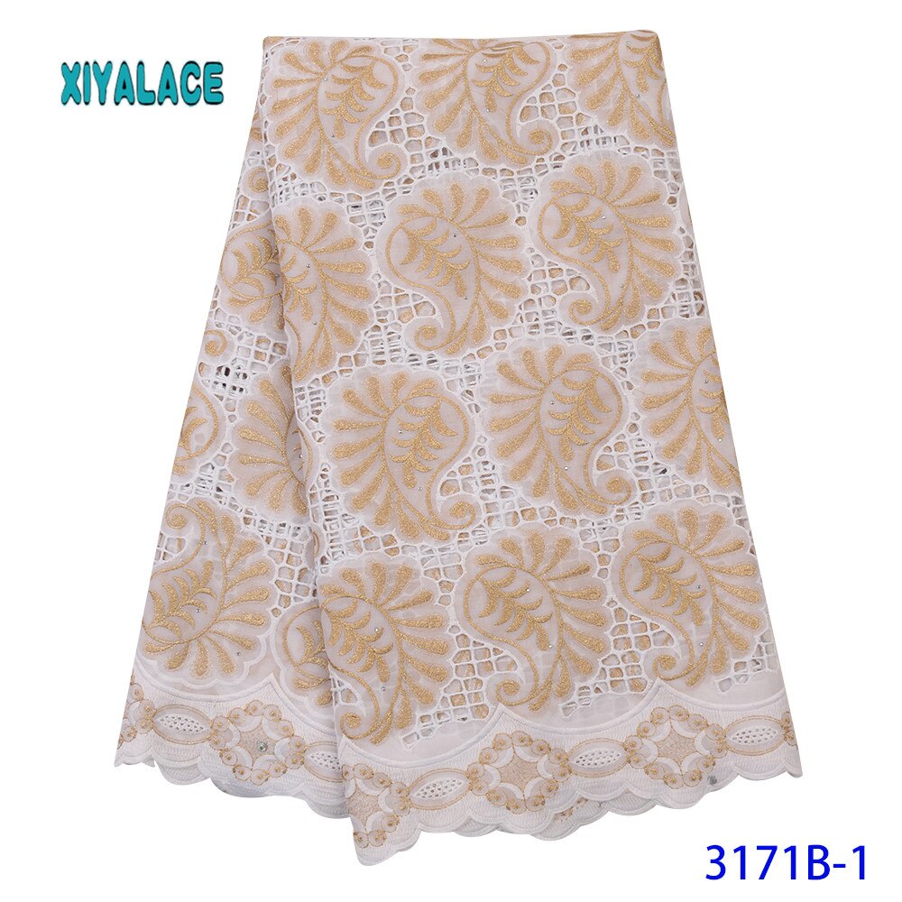 Lo último en Tela de encaje de malla Africana blanco puro para vestido de boda bordado, encaje nigeriano, encaje suizo de gasa, YA3171B-5 de Suiza