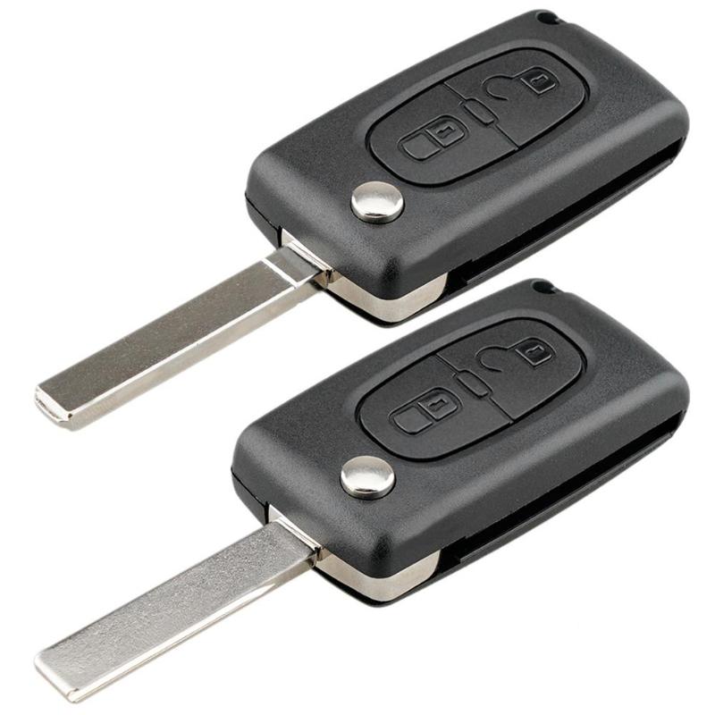 Auto Accessoires 2 Knoppen Flip Vouwen Afstandsbediening Sleutelhanger Case Leeg Autosleutel Shell Voor Peugeot 207 307
