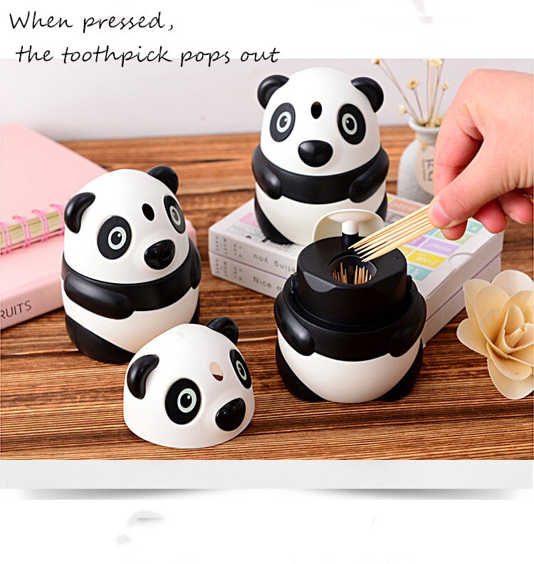 Boîte à cure-dents automatique Panda, Type de pression manuelle, cure-dents, extincteurs mignon dessin animé, boîte à cure-dents en plastique de Table