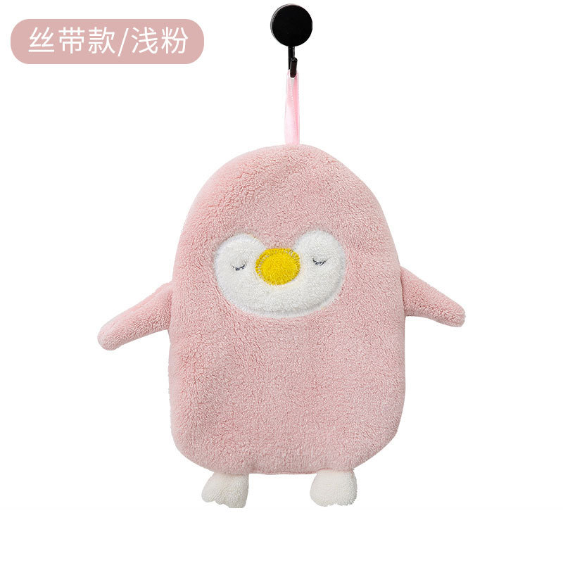 Chiffon de nettoyage mignon, dessin animé pingouin, serviette suspendue, nettoyage doux, molleton de corail, absorbant l&#39;eau, serviette de lavage de la vaisselle, cuisine: F