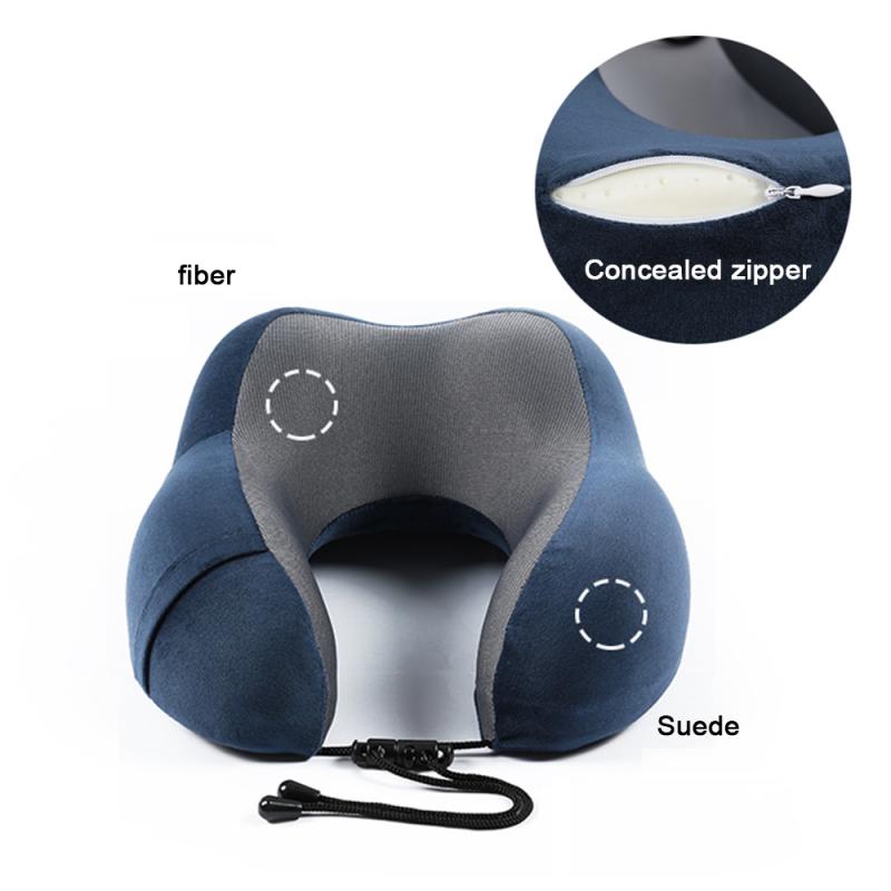 Office rest U-shaped pillow with storage bag travel hood pillow pad car office aircraft headrest neck support soft hood