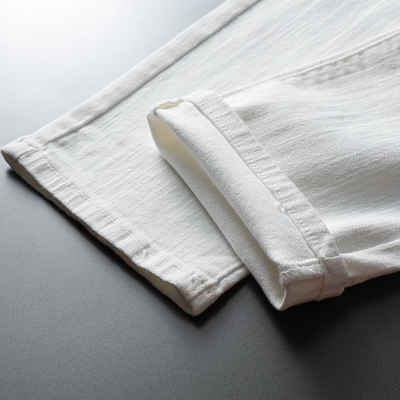 Hvide denimbukser mænd baggy jeans straight fit bukser arbejde klassiske jean homme mærke tøj blødt stor størrelse 28-40