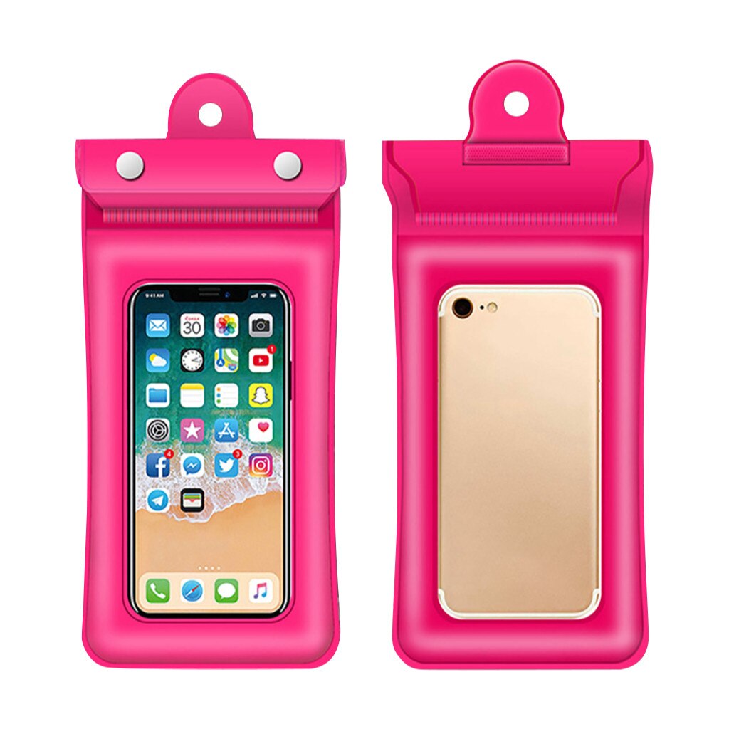 Waterdichte Tas Touchscreen Mobiele Telefoon Opbergtas Drie-Layer Verzegelde Opblaasbare Mobiele Telefoon Waterdichte Tas # YL5: Hot Pink