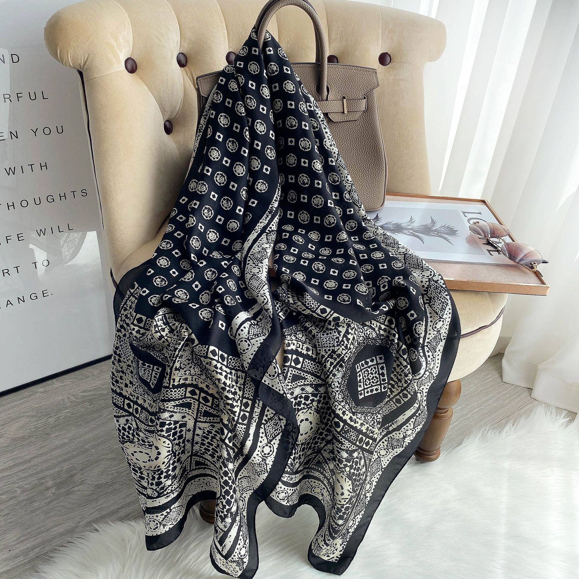 Frauen Seide Schals Sommer Sonnenschein Strand Schal Weibliche 60*180cm die Seide wickelt Kopf Hijab Dame Halstuch Weichen Satin- schals Foulard
