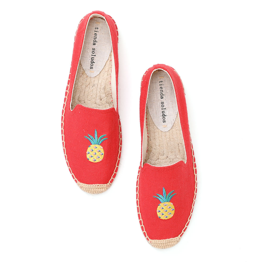 Tienda Soludos Women's Flat Shoes Lazy's Espadrilles Time-limited Ballet Flats Hemp Rubber Sapatos Girl: Red / 5