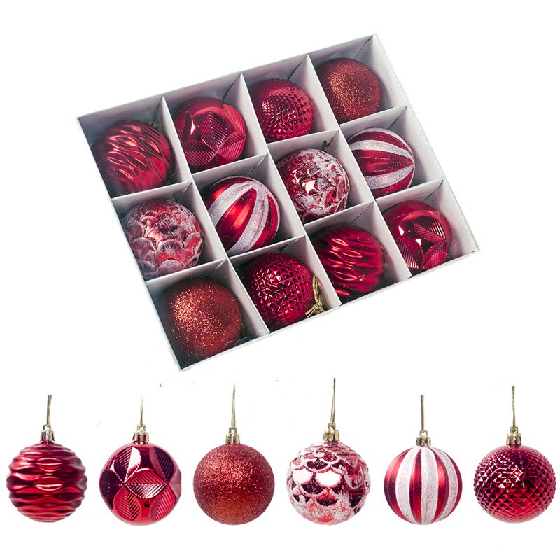 12 stk juletræsdekorationer til hjemmet flerfarvet hængende vedhæng 6cm xmas ornament fest tilbehør til dekoration: A 12 stk
