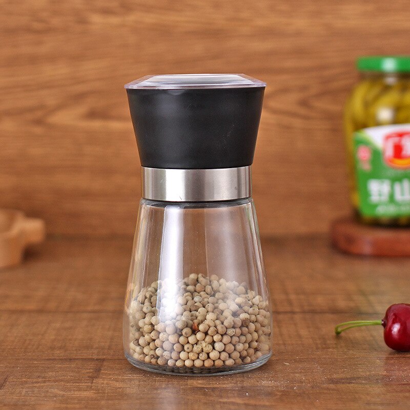 Pepperkvern kvern plast glass manuell salt urt krydder pepper mølle nøyaktig justerbar matlaging krydder møller kjøkkenverktøy