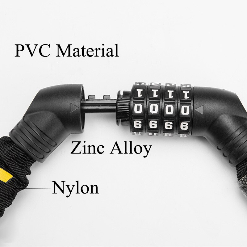 ULAC Bike Lock Chain Anti-theft Cycling MTB Road Bike Ultra-light Portable Lock Password Lock Bicycle Safety Stable Accessories