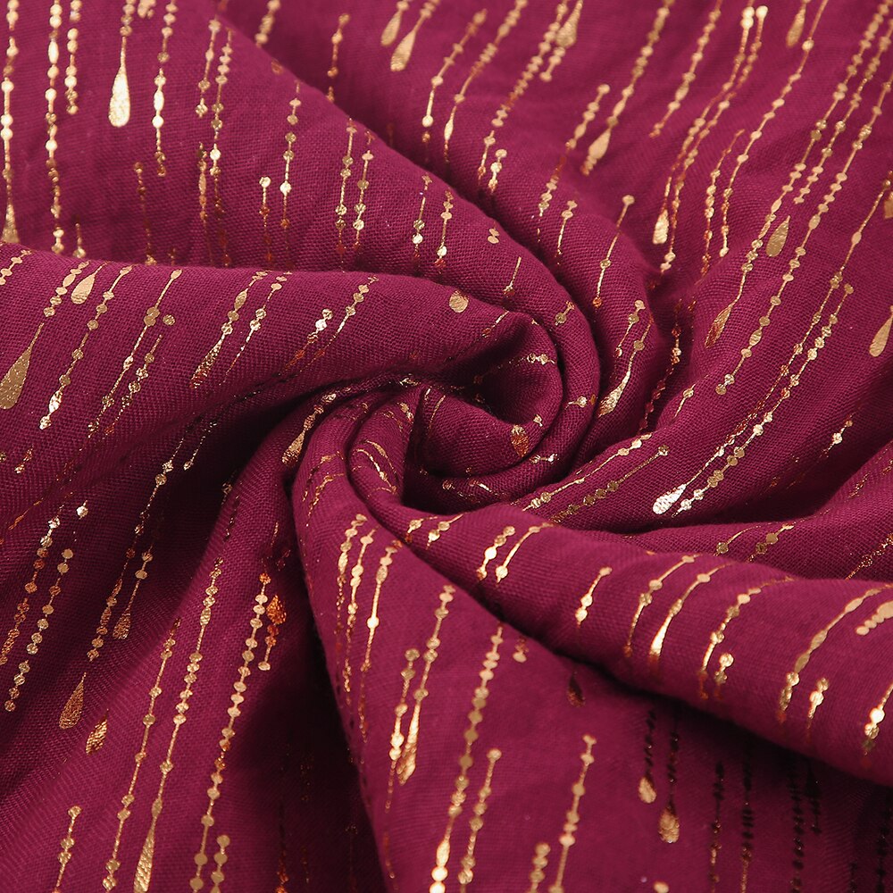 FOXMOTHER-bufanda de Foulard para mujer, pañuelo musulmán, color burdeos, dorado, a rayas, bufanda