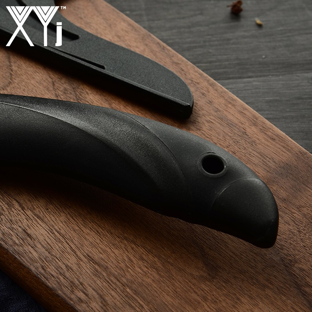 Xyj 6 stk sett kokk skjære brød santoku verktøyskjærekniv 3 cr 13 svart skarpt blad kjøkken kokekniver sett med bladdeksel