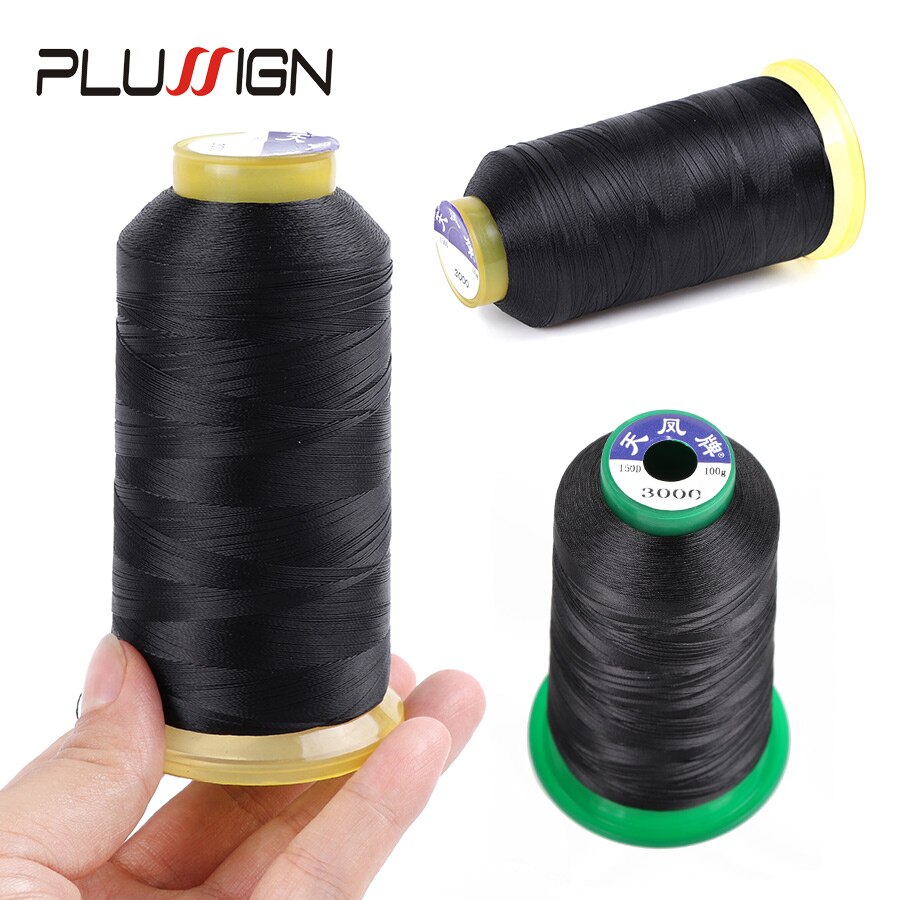 Plussign 1Pcs Black Weave Thread + 12Pcs Hair Weaving Needles, Nylon Hair Weaving Thread And C Type Curved Hair Sewing Needle