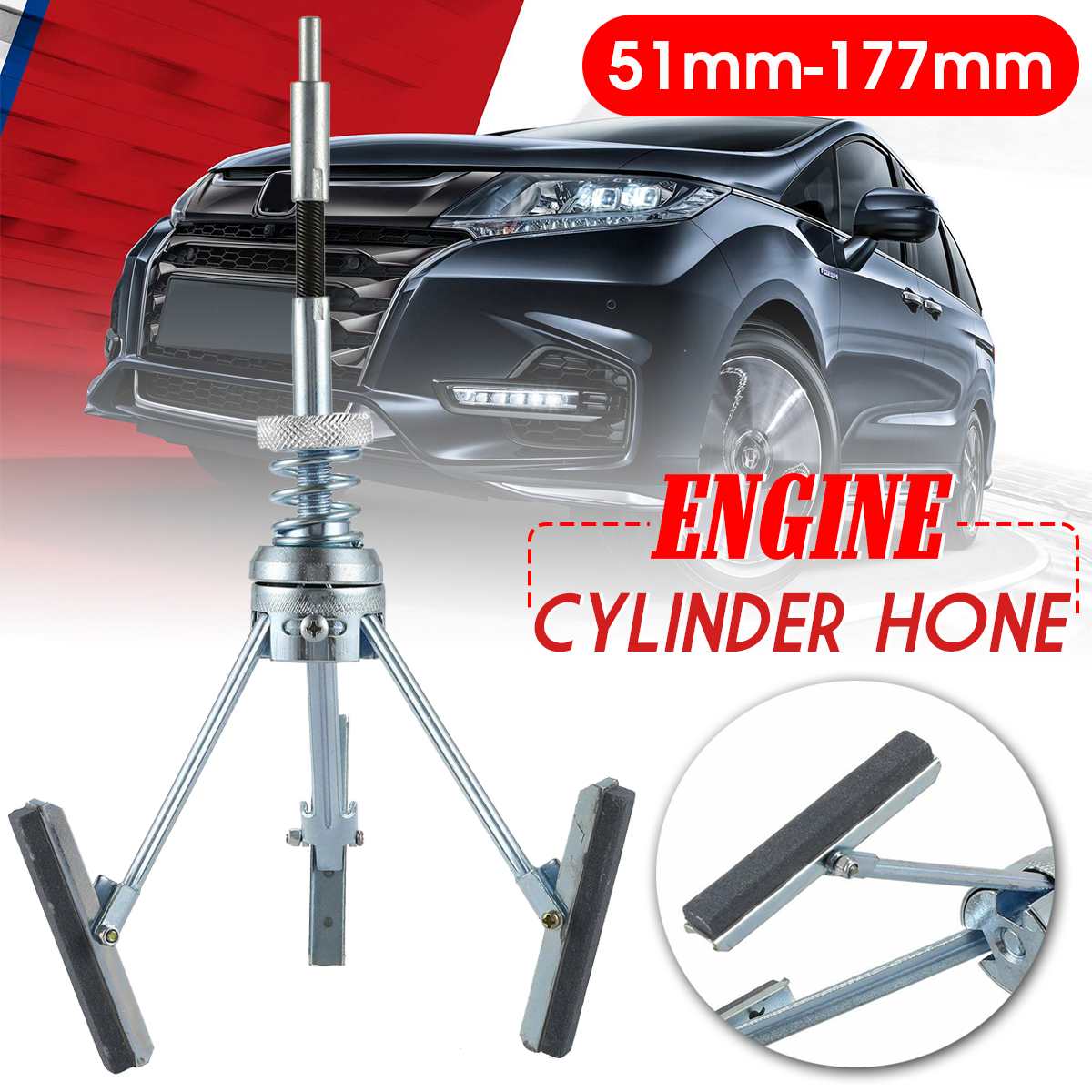 3" 51mm to 177mm Car Engine Cylinder Flex Shaft Hone Brake Bore Honing Tool Cylinder 3 Jaw Flexible Shaft