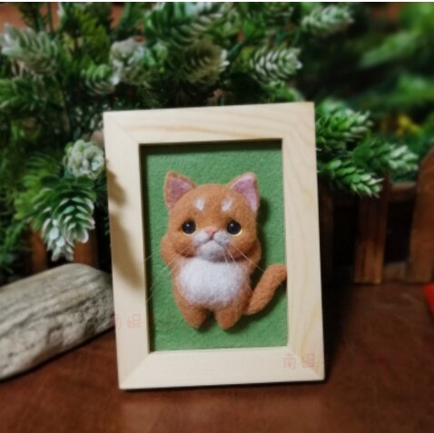 Cat stereo frame wool needlepoint kit wool felt needle felting pendant craft needlecraft DIY handmade