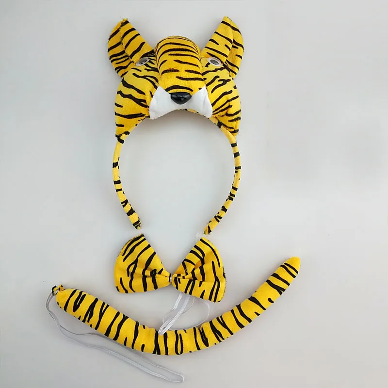 Halloween Kids Meisjes Dier Tijger Kostuum Set Fancy Dress Luipaard Ear Hoofdband Staart Strik Tutu Rok Cosplay Party: Bruin