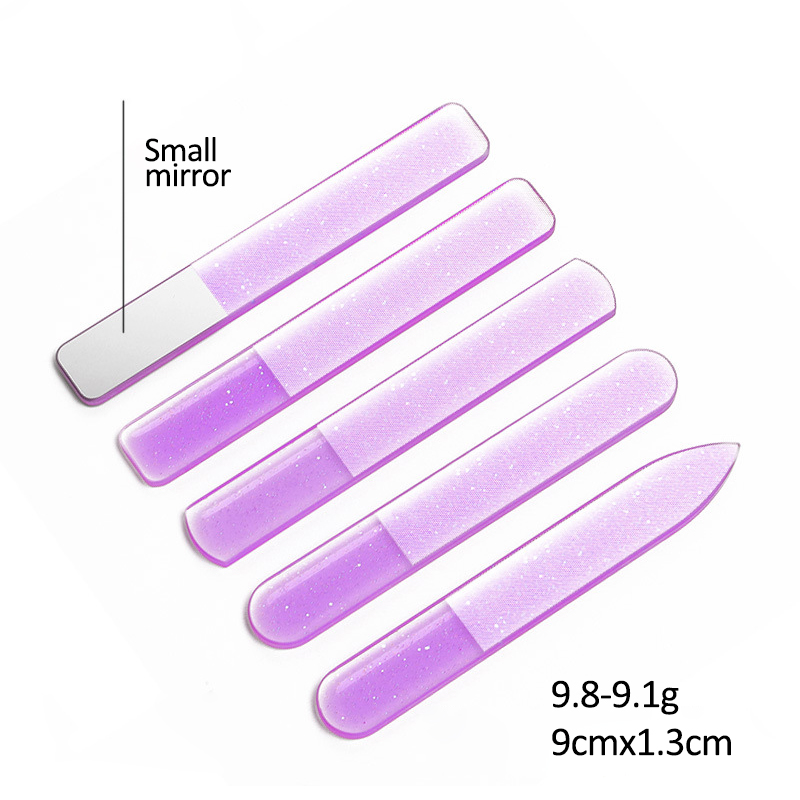 Limes à ongles en verre Nano, ponçage Transparent, polissage, meulage, tampon à ongles, lime Durable, outil de manucure, 1/5 pièces: 5PCS-Purple