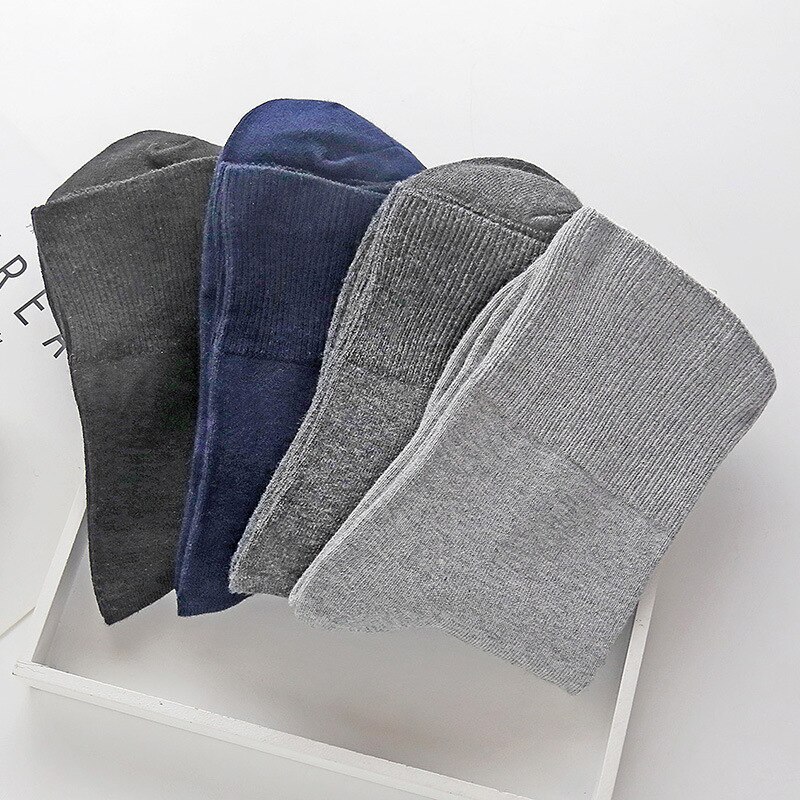 Men Loose Welt Combed Cotton Seamless Diabetic Socks For Diabetes Edema Thick Leg Nursing Sox Solid Color