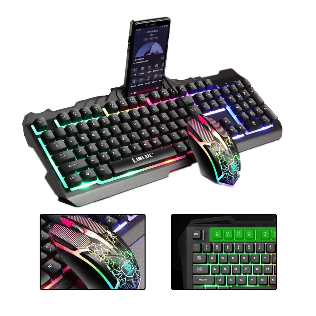 Keyboard and Mouse Set USB Wired Luminous Mechanic... – Grandado