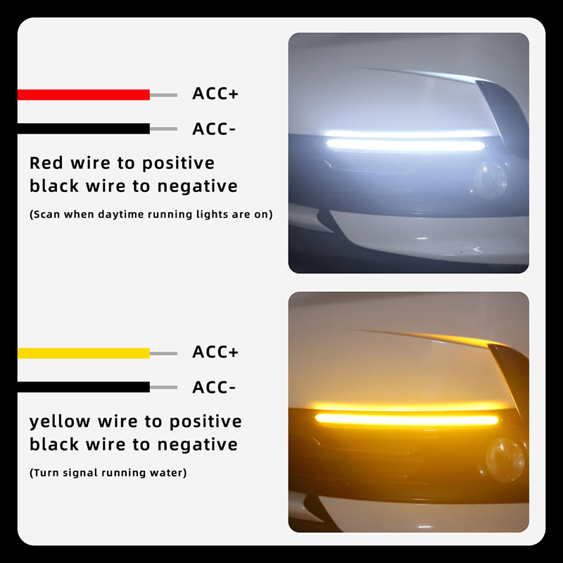 Luces de circulación diurna DRL para coche, tira Universal para faros delanteros de coche, señal de giro secuencial, luz diurna de flujo amarillo drl para coches, 12v, 2 uds.