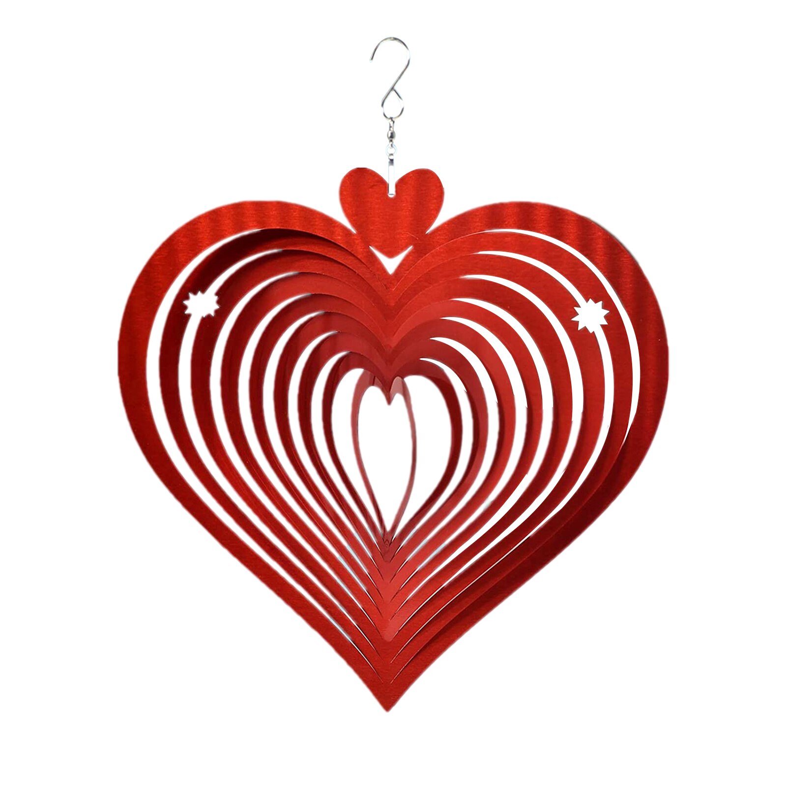 Stainless Steel Wind Spinner 3D Silent Rotating Heart-Shaped Wind Chime Indoor Window Hanging Ornament Outdoor Garden Decoration: Default Title