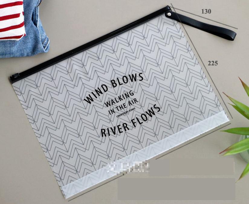 A4/A5 Simple Leaves Transparent PVC File Folder Document Filing Bag Cosmetic Stationery Bag Promotional Stationery